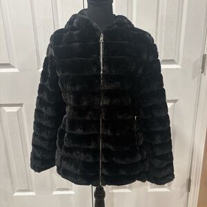 GIOLSHON Womens Black Faux Fur Jacket size S